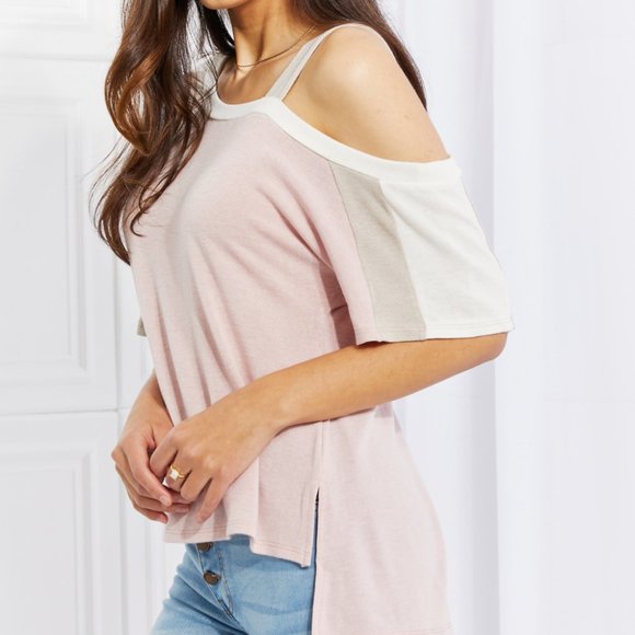 Andree by Unit Full Size Something Simple Cold Shoulder Tee - Picture 5 of 11